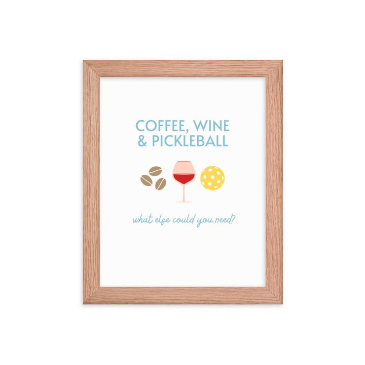 Coffee Wine Pickleball - Framed Wall Art - The Pickleball Gift Store