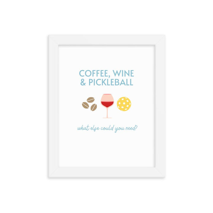 Coffee Wine Pickleball - Framed Wall Art - The Pickleball Gift Store