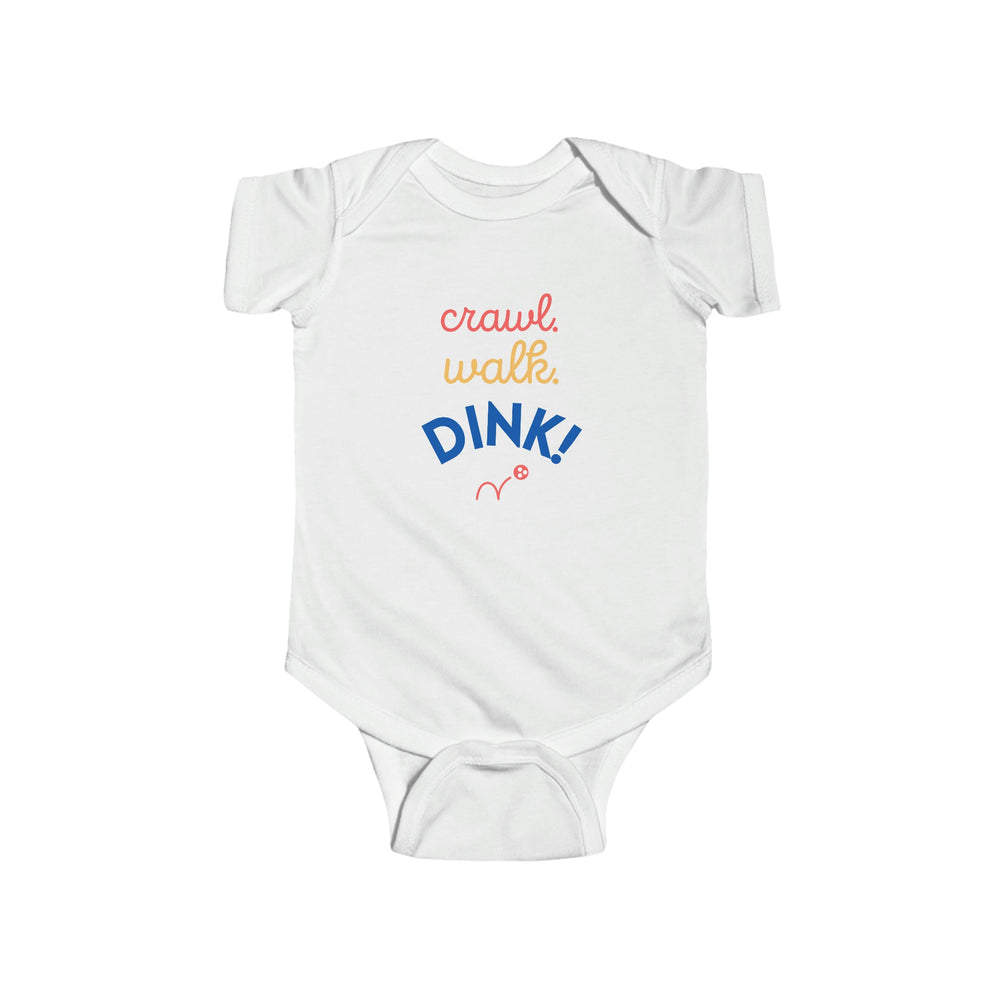 Pickleball Baby Onesie - Crawl, Walk, Dink - Pickleball Gift for New Moms - The Pickleball Gift Store